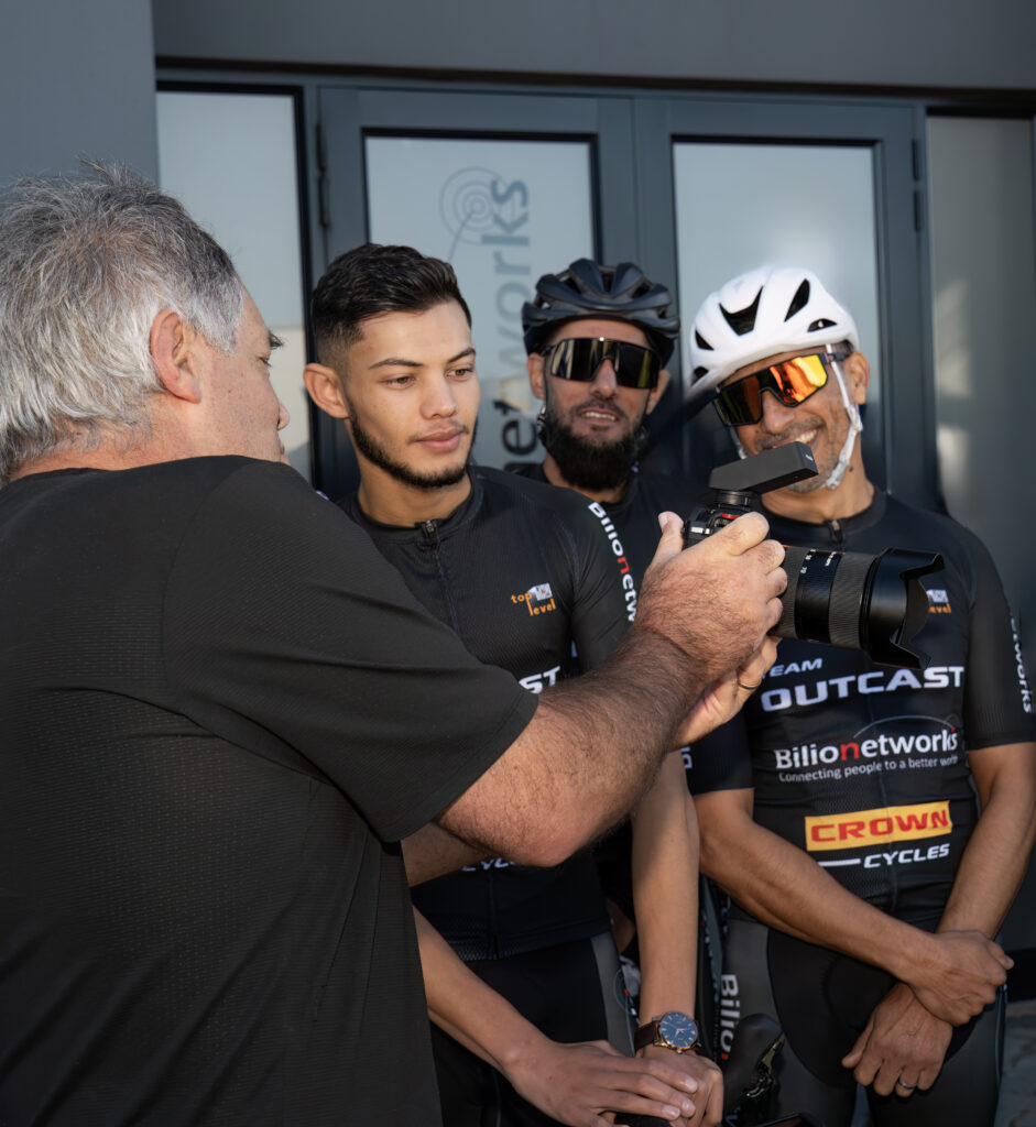 Emil Bosch photographing a business team on location in Cape Town
