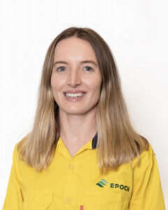 On-location corporate headshot of a woman at her workplace