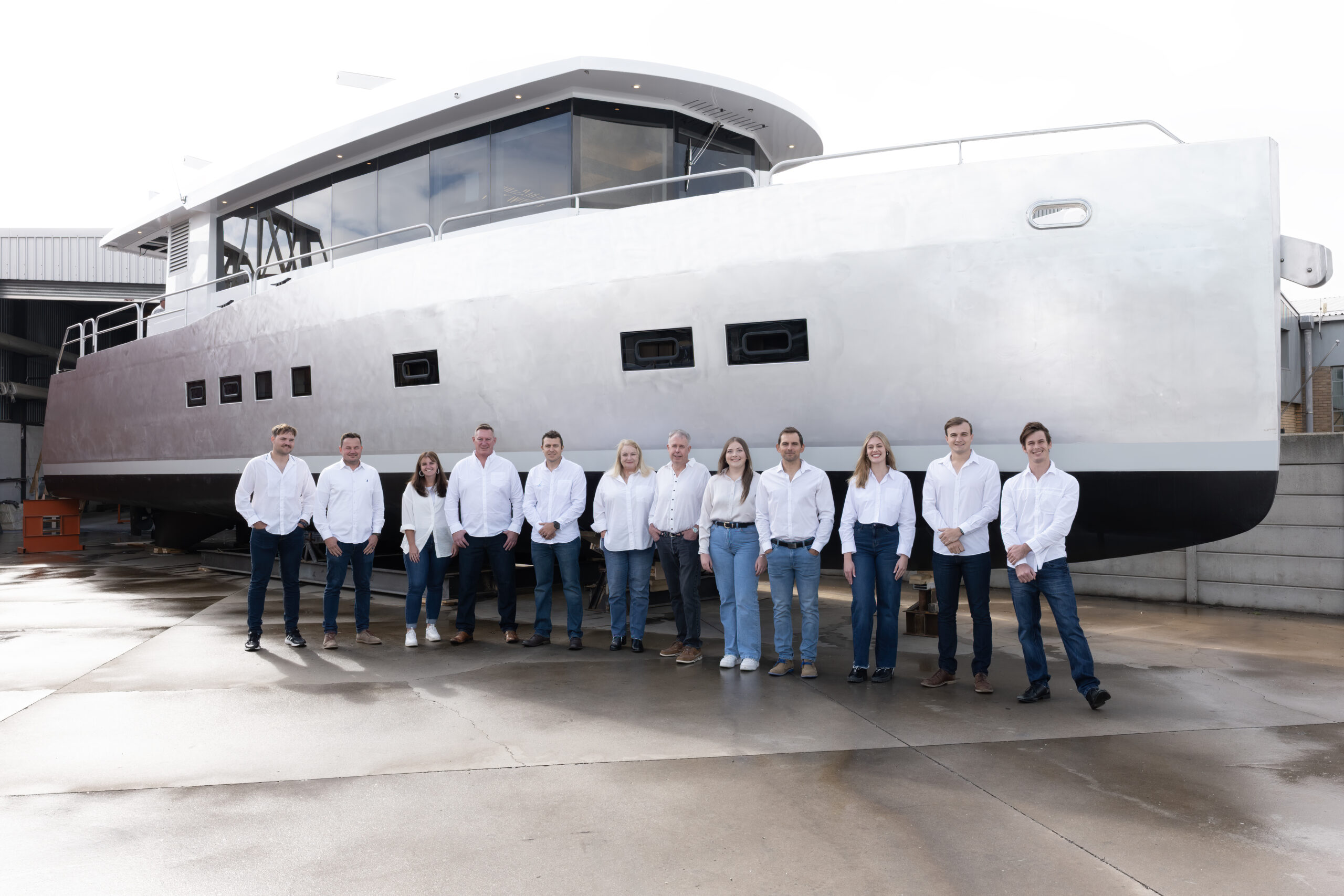 On-location staff group portrait for a Cape Town yacht builder