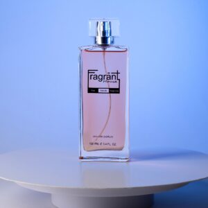 Perfume bottle on a rotating turntable during a short-form product video shoot